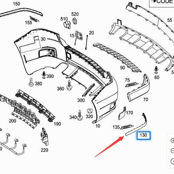 Bandă decorativă cromată pentru bara de protecție față Mercedes-Benz (2048851921/2048852021)