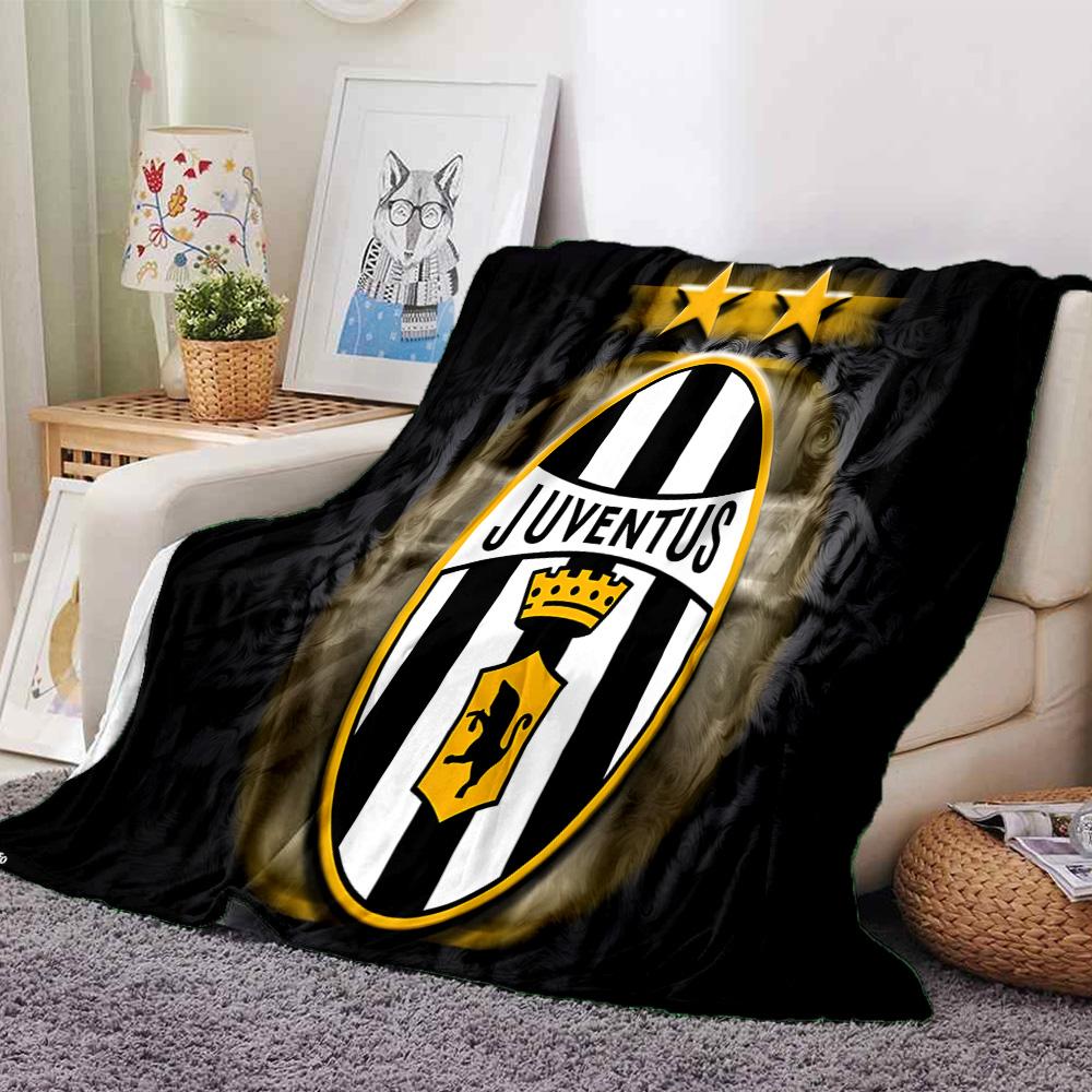 Juventus Herzschlag Logo Flanelldecke, Weiches Polyester, Modernes Design, Ganzjahres für Camping, Reisen, Geschenke für Feiertage oder Geburtstage