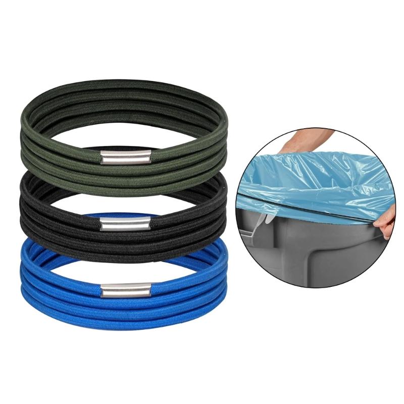 3PCS Efficient Rubber Garbage Bag Retainers Stretch Elastic Bands For Indoor Outdoor Trash Containers Efficient Bands