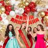 New Year Red Balloons Garland White Gold Confetti Balloon Arch Kit Wedding Bridal Shower Home Party Decoration Background Globos