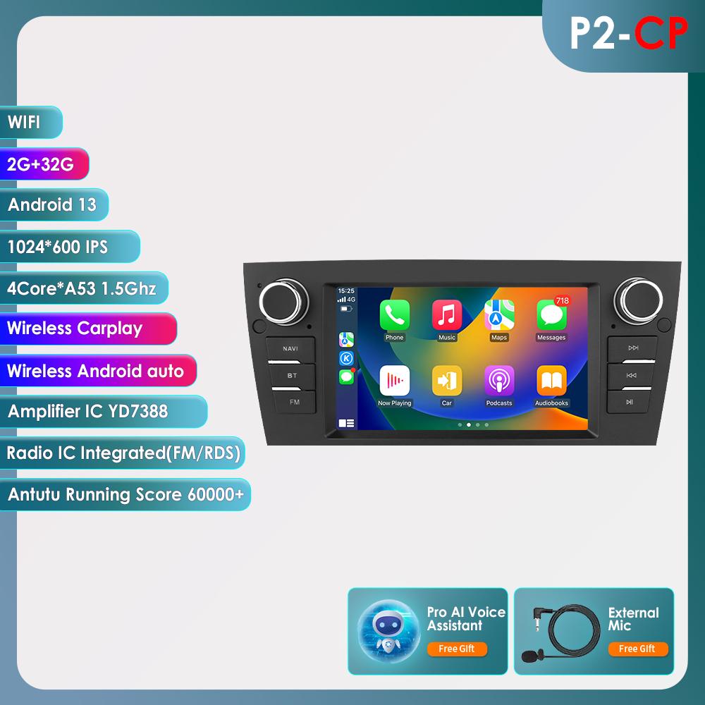 Hizpo Inteligentní 7'' 7862 AI 2din Android 13 Autorádio Multimediální Přehrávač Videa pro Pro BMW Řady 3 E90 E91 E92 E93 Navigace GPS Carplay 4G RDS