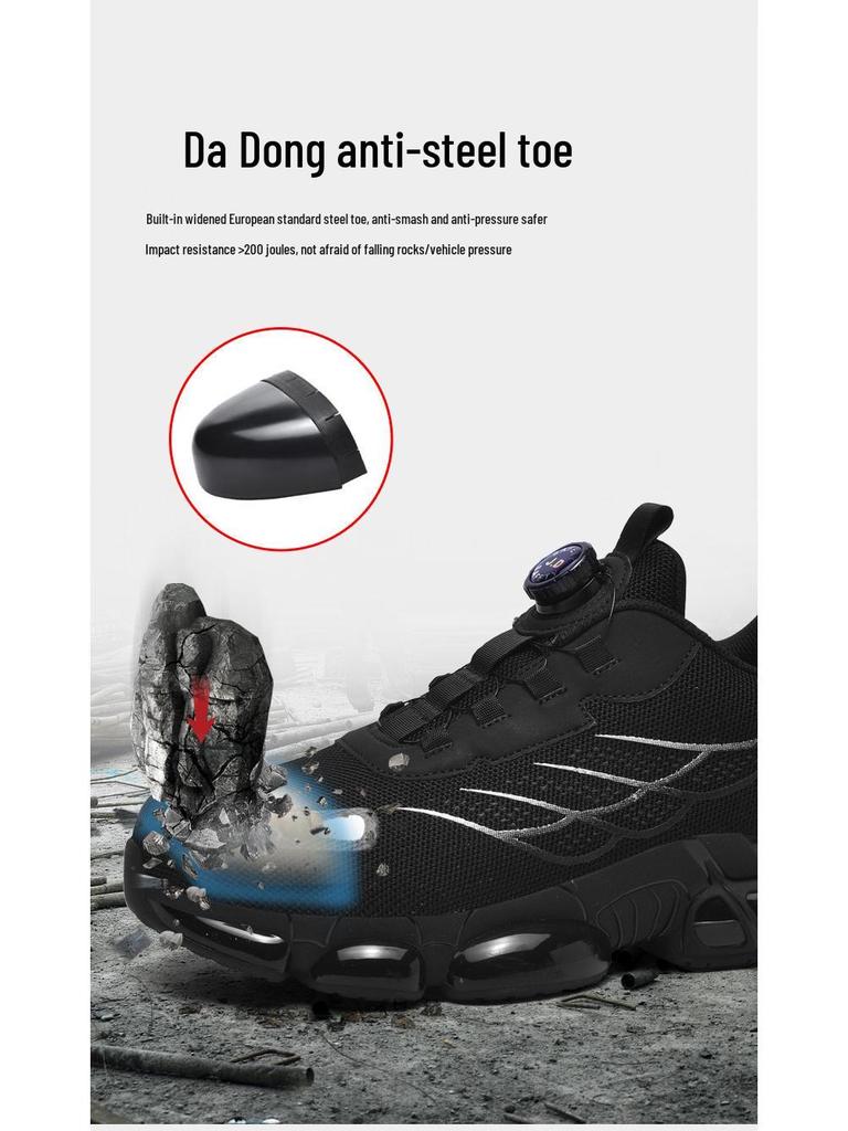 Trendy Unisex Lightweight Steel Toe Safety Shoes for Daily Logistics Work, Plus Size Available