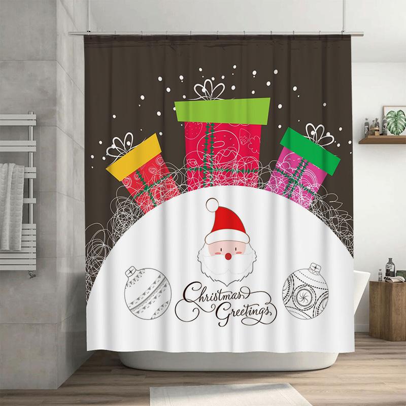 

Tu Christmas Shower Curtain Santa Claus Festive Holiday Bathroom Decor Xmas Reindeer Snowman Waterproof Backdrop Home Decor W60H190(CM)-1 Pcs