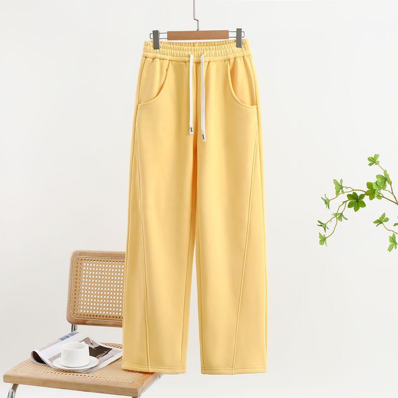 Plus Size Straight Casual Pants Loose Outer Wear All-Match Straight Pants Elastic Waist Chubby Girl Drape Banana Pants Slimming Trousers