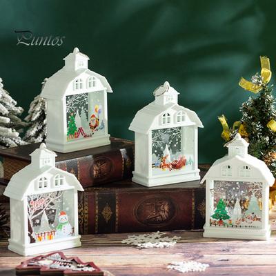 Weihnachtshaus-Windlicht, zartes LED-Nachtlicht, Schneemann, Weihnachtsmann, Elch-Element, schafft Atmosphäre, Umgebungslichter, Fensterbehänge