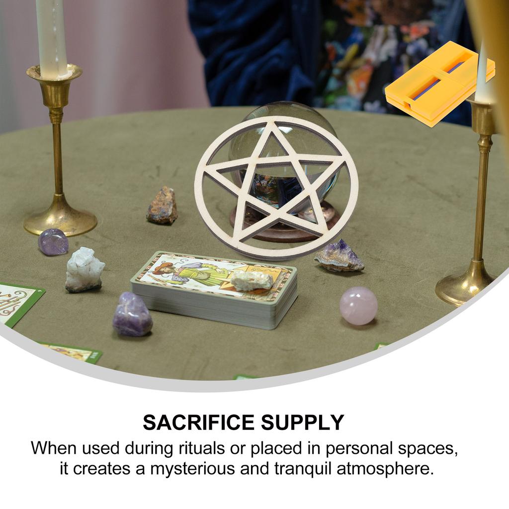 Energy Stone Stand Wooden Altar Tile Tiles Desktop Decoration Vintage Adornment Sacrifice Supply Retro Style Decors Pentagon
