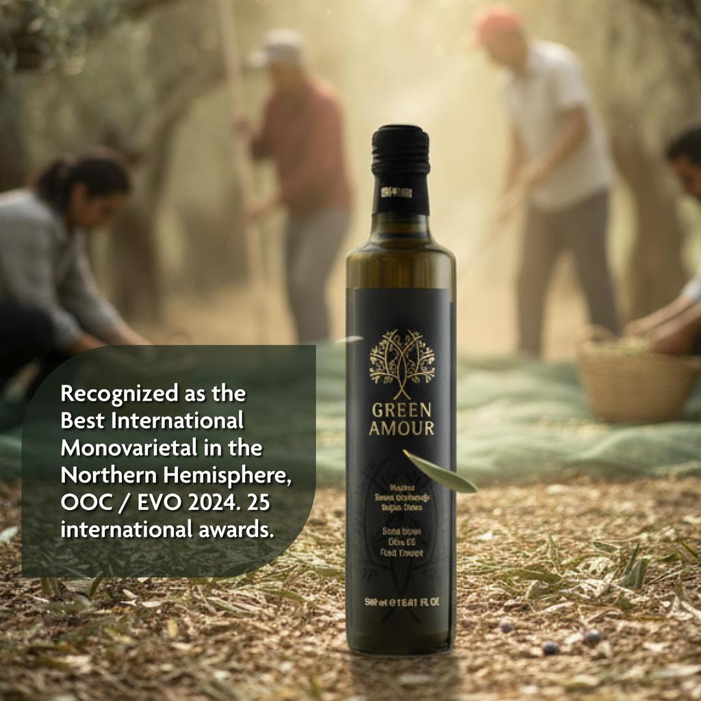 Green Amour Award-Winning EVOO Olive Oil – Cold Pressed, Low Acidity, High Polyphenols (New Harvest) – 5 L