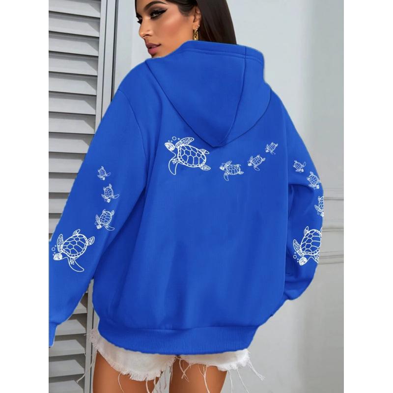 Unisex European Style Sea Turtle Hoodie – Versatile, Funny Sweatshirt for Spring & Autumn