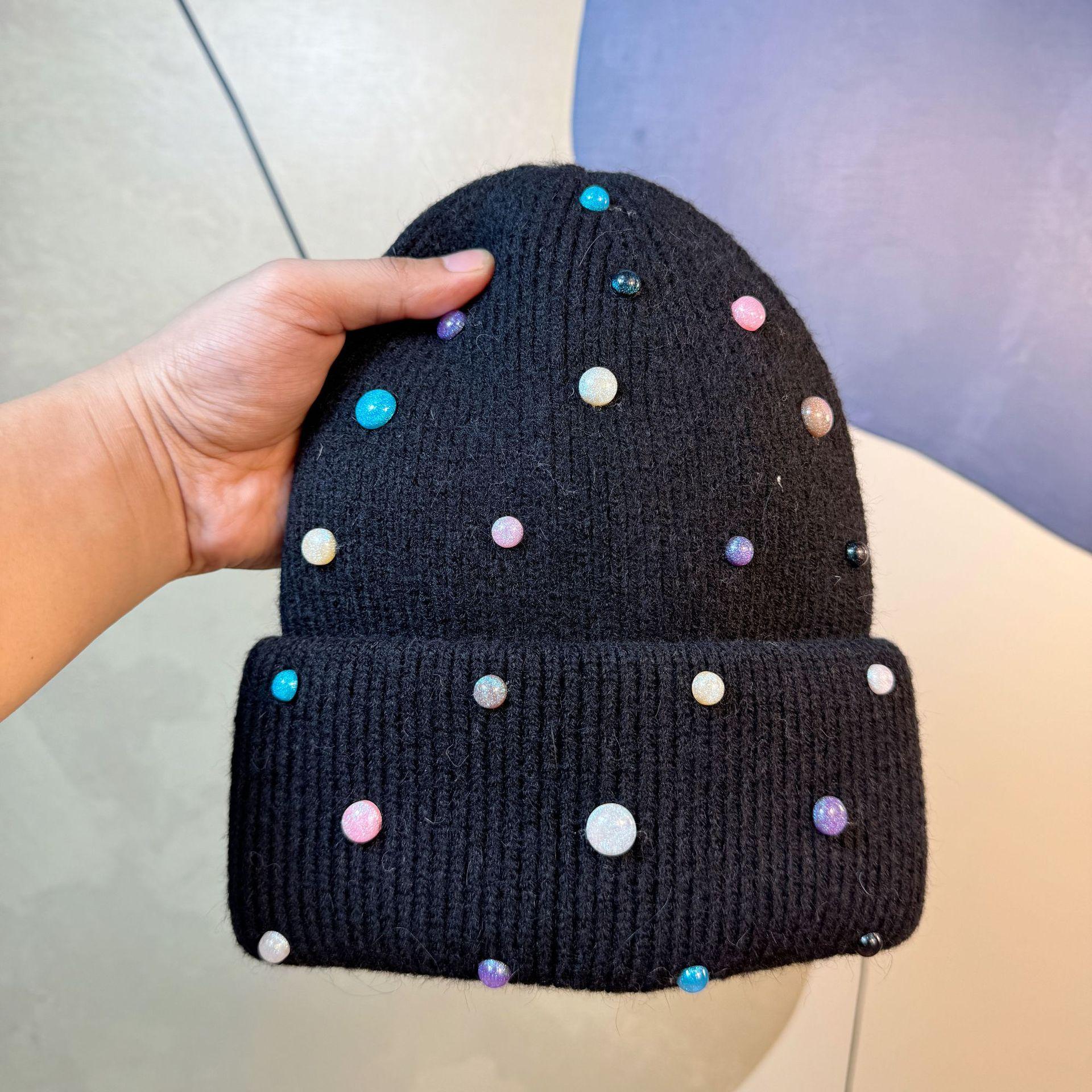 

Модная цветная шапка из шерсти с крупным обхватом головы для женщин, осенне-зимняя, свободная, теплая, с защитой ушей, вязаная шапка one size