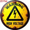 D Vintage Metall Warnschild Retro Kreis Hochspannung Dekoration Gelb Schwarz Gefahrenschild für Garage Labor Café