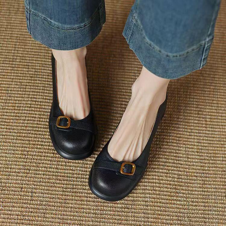 Fall 2025 new versatile soft sole retro thick heel platform British style single shoe one foot thick heel loafer girl