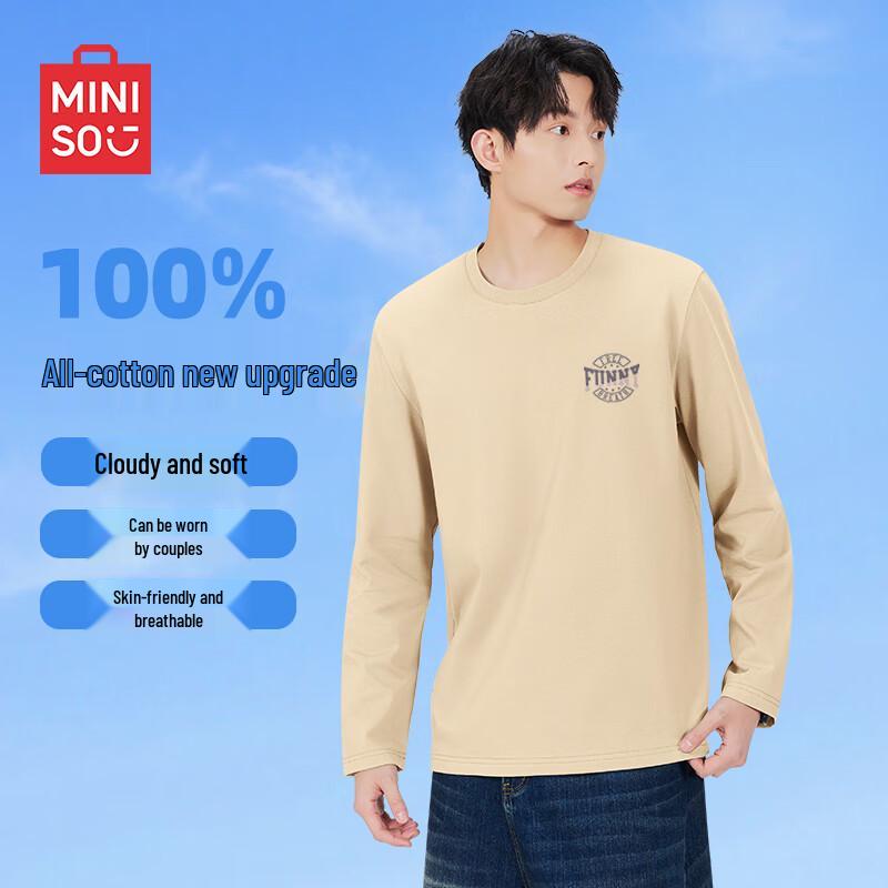 

MINISO Men s Pure Cotton Long-Sleeve Round Neck T-Shirt XL