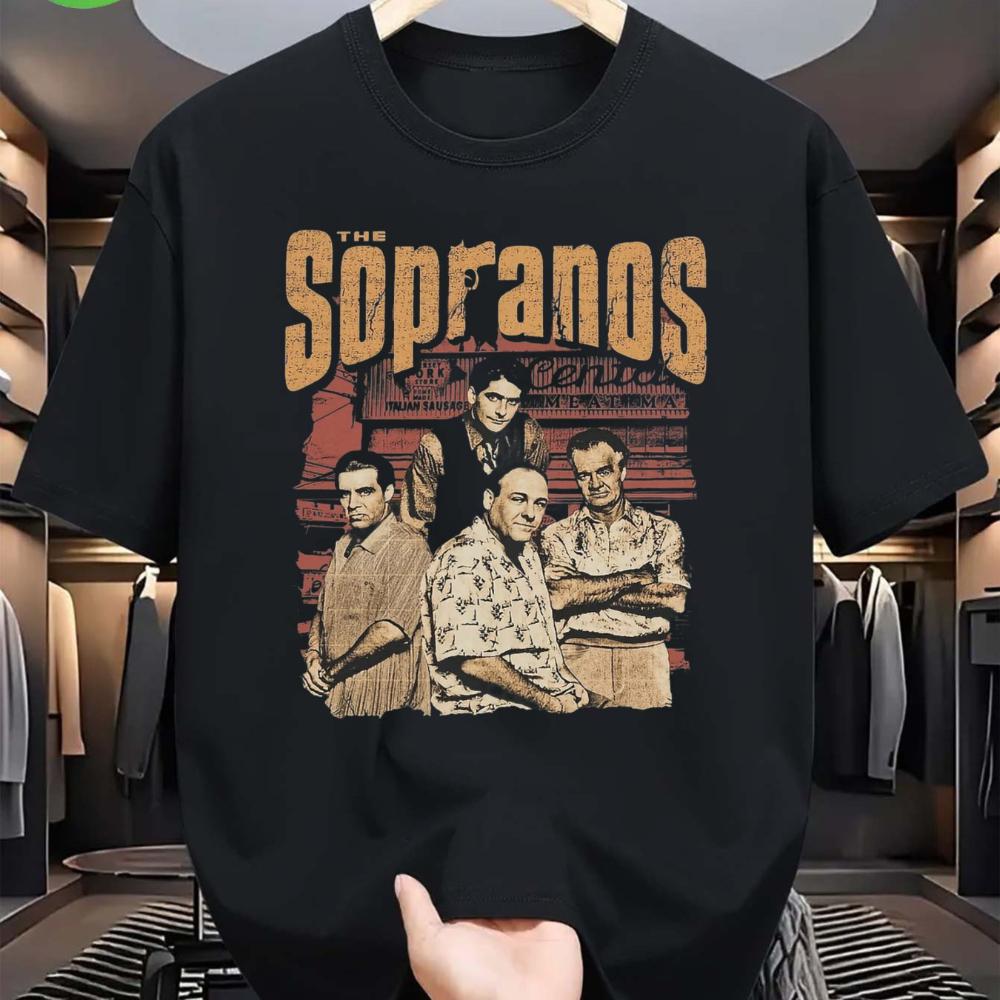 Unisexs Vintage The Sopranos TV Show TShirt Official Tony Soprano Crew Iconic Print Heavyweight S