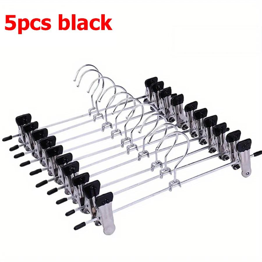 

Pants Hangers with Clips Heavy Duty 10 Pack, Adjustable Metal Pants Hanger, Skirt Hangers with Clips Space Saving Hangers