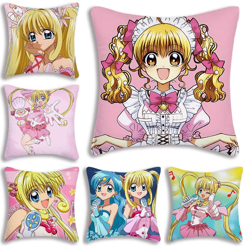 Anime M-Mermaid Melodys Pillow Covers Cartoon Sofa Decorative Home Double-sided Printing Short Plush Cute Cushion Cover