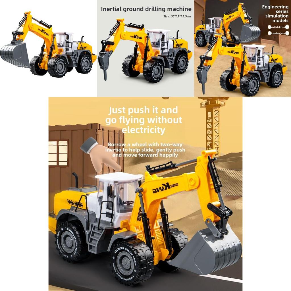 Childrens Toy Excavator With Inertia Drive Large Construction Vehicle For Kids And Parent Interaction