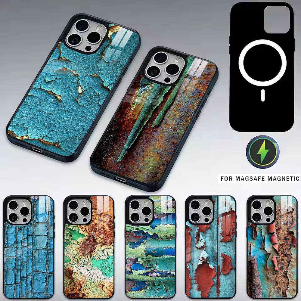 Retro Rust Design-n Phone Case For iPhone17,16,15,14,13,12,11 Plus,Pro Magnetic For Magsafe Wireless Charging