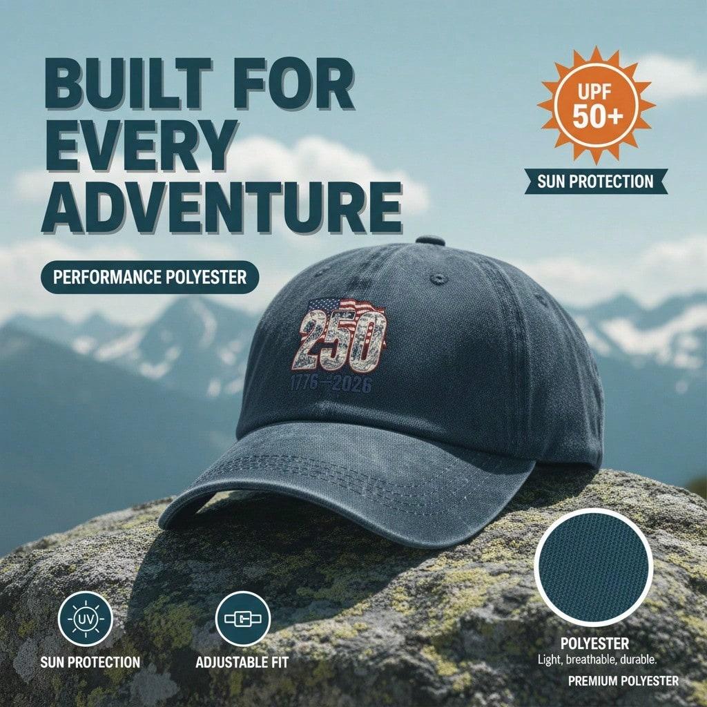 2026 Commemorative Baseball Hat - Vintage Washed Unisex Polyester Adjustable Curved Brim Hat Patriotic Streetwear Baseball Cap For Independence Day