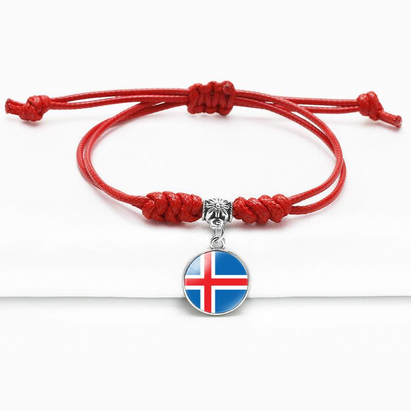 Red Bracelet Trendy With Timeless Gem European Country Flags Unisex Material Mixed
