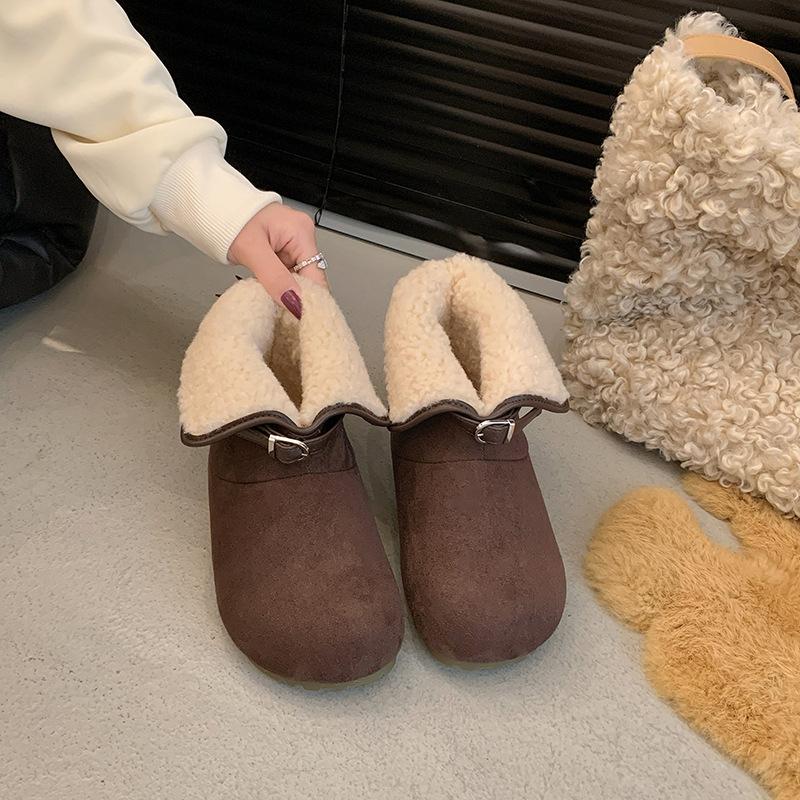 

Women s large size soft elastic winter warm cold padded snow boots non-slip wear-resistant outdoor leisure sports fur cotton boots 35