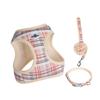 3-Piece Dog Harness Collar and Leash Set, Plaid Adjustable Puppy Vest Harness, Comfortable Pet Walking Set for Small Dogs and Ca