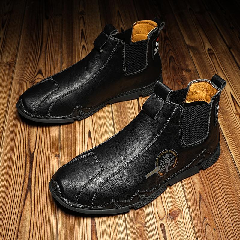 Ručně vyráběné zimní pánské boty Kotníkové boty Street Style Pánské kožené boty Módní Teplé boty s kožíškem