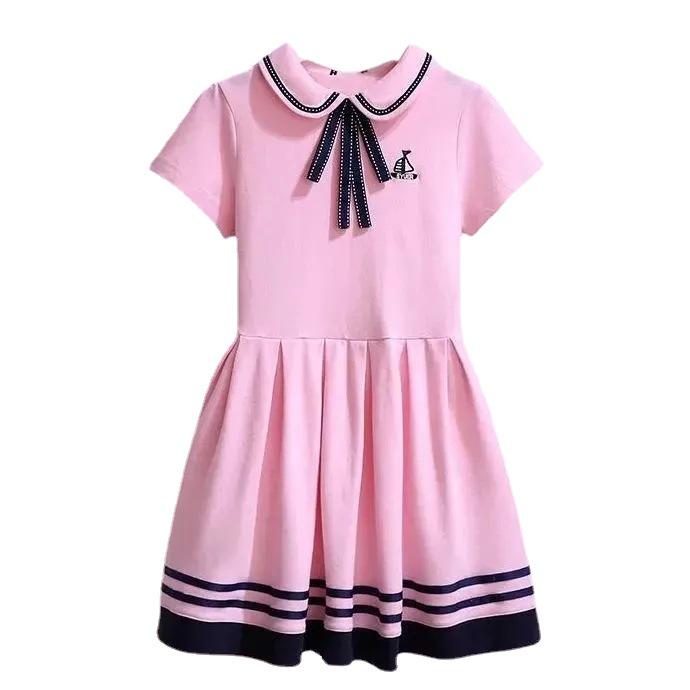 Girls' Summer Princess Dress - Short Sleeve College Style Skirt