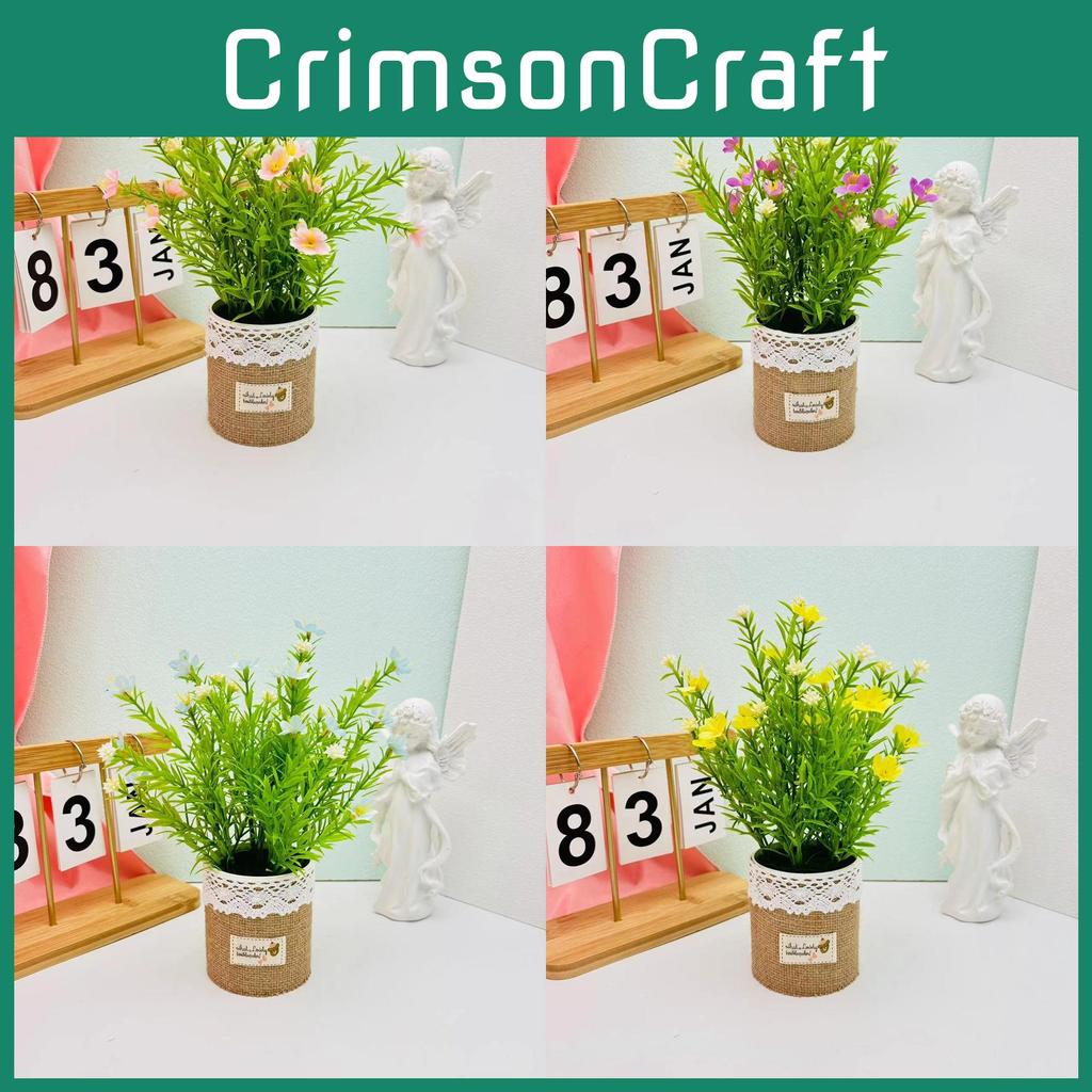 Bellis Potted Perennis Plant Linen Flower Pot For Hotel Dining Room Decoration