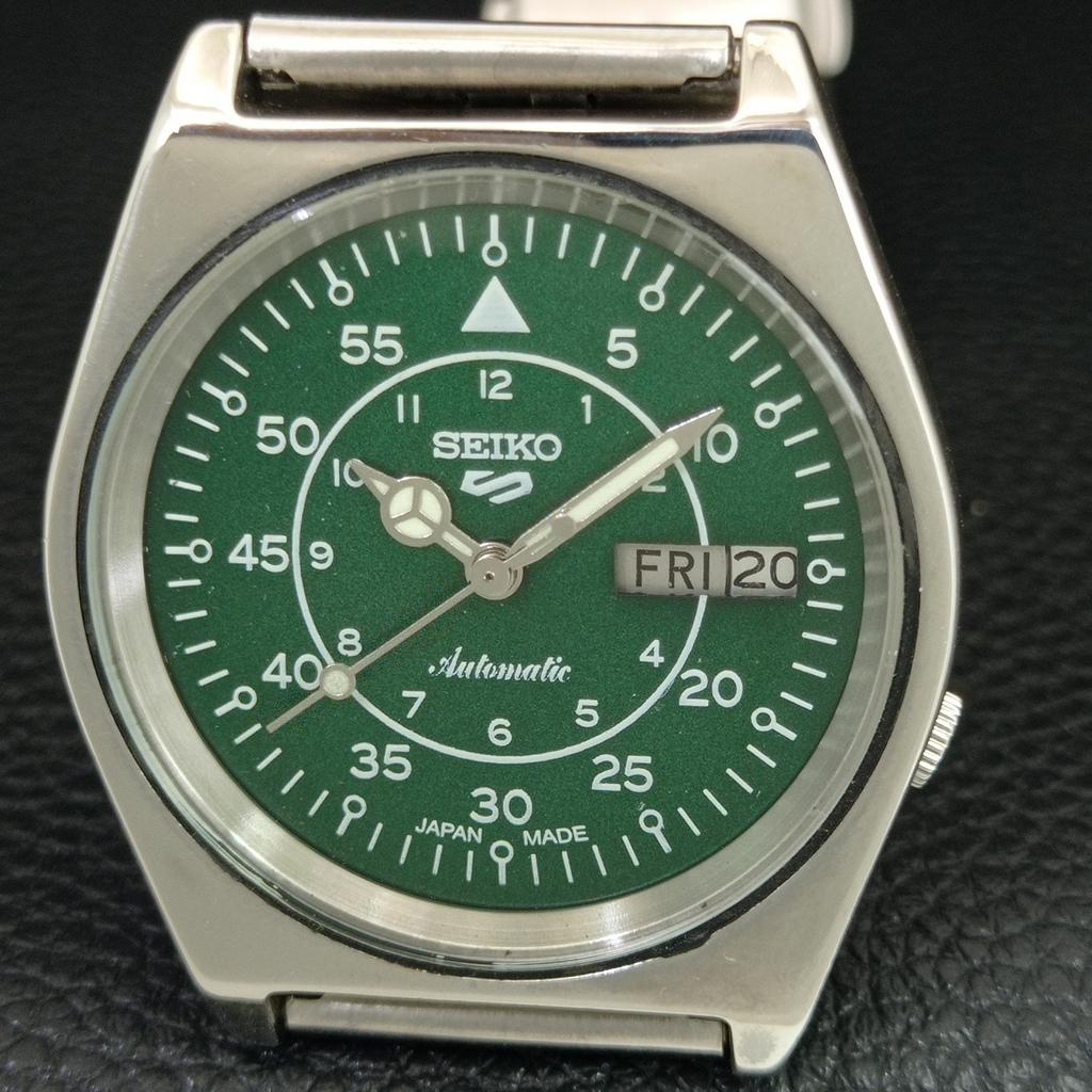GENUINE VINTAGE SEIKO 5 AUTOMATIC 7019A JAPAN MENS GREEN DIAL WATCH A708718-1