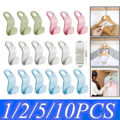 1/2/5/10PCS Clothes Hanger Multi-function Connect Hooks Folding Storage Clothes Rack Wardrobe Hanging Hanger Connection Hook Storage Organzier Hook