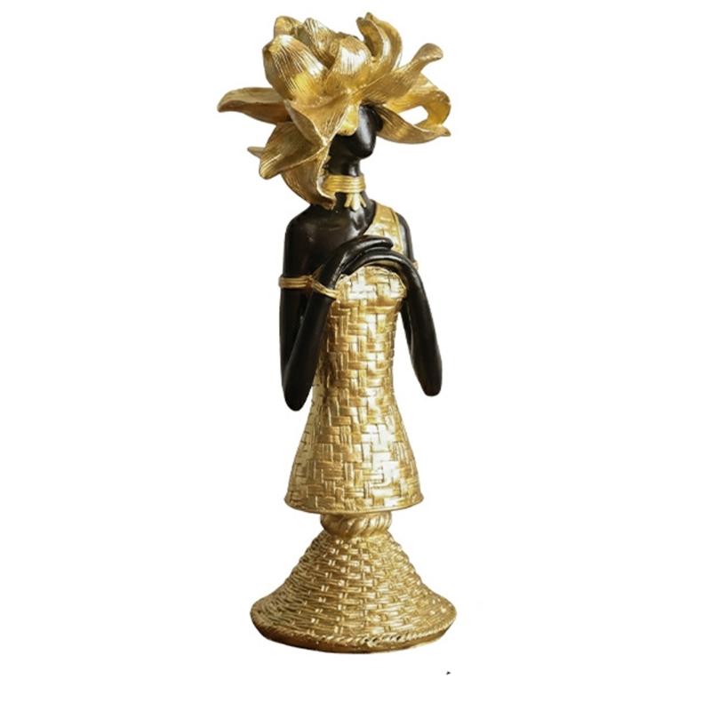 Dekoratif Heykeller Reçine Afrika Kadın Heykelleri Ev Dekoru Raf Dekoru Aksesuarlar Egzotik Kabile Kadın Figürleri Hediye