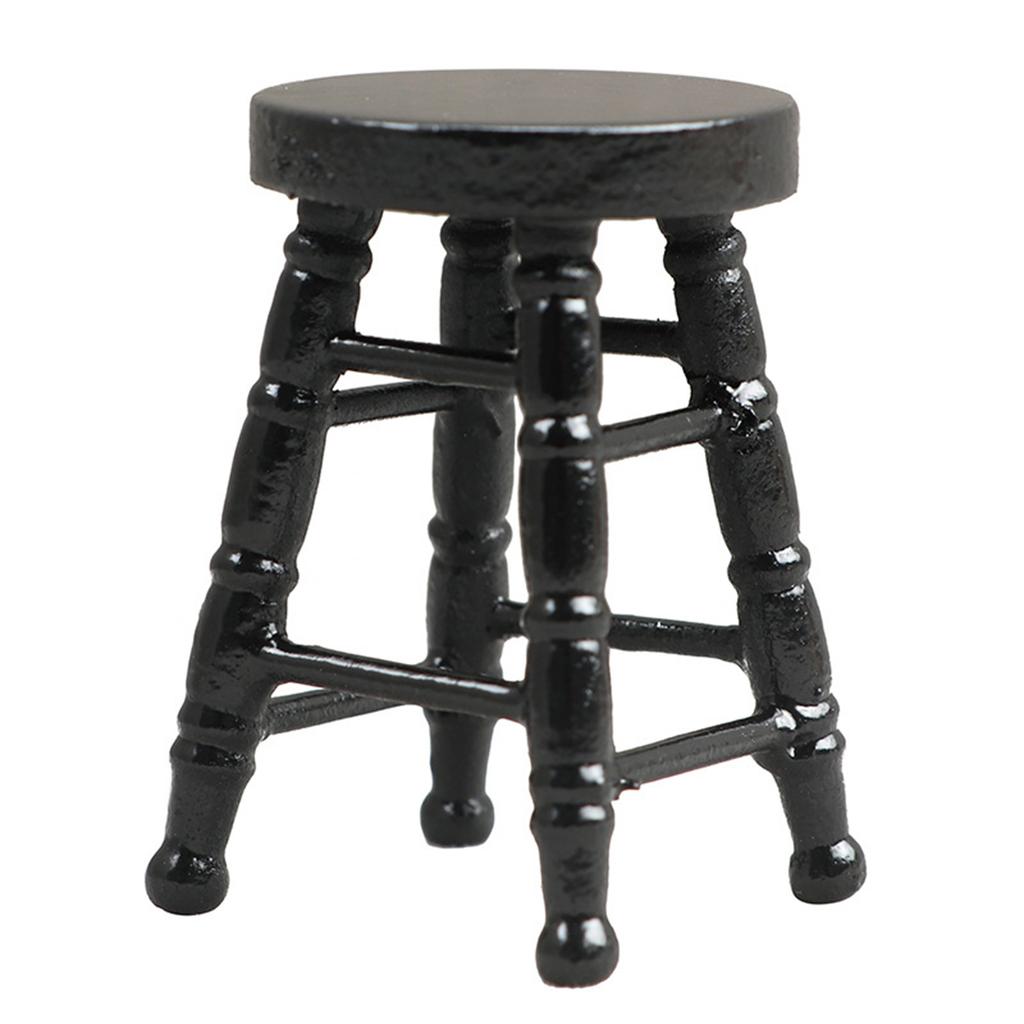 Realistic Wood Stool Zakka Realistic Pretend Play for Role Display Round Top Stool Model Vintage Stool 1:12 Doll House