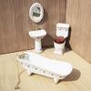 1:12 Scale Miniature Ceramic Bathroom Set - 4-Piece Dollhouse Fixtures
