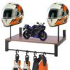 Dřevěný držák na motocyklovou helmu Nástěnný organizér na helmy Stojan na uložení vybavení odolný proti opotřebení pro uložení motocyklového příslušenství