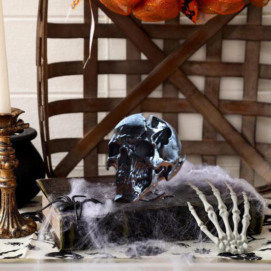 Halloween Totenkopf Schmuckstück, Außerirdischer Totenkopf Form Figur aus Kunstharz, Realistische Knochen Detail Skulptur Tischdeko Party Dekoration