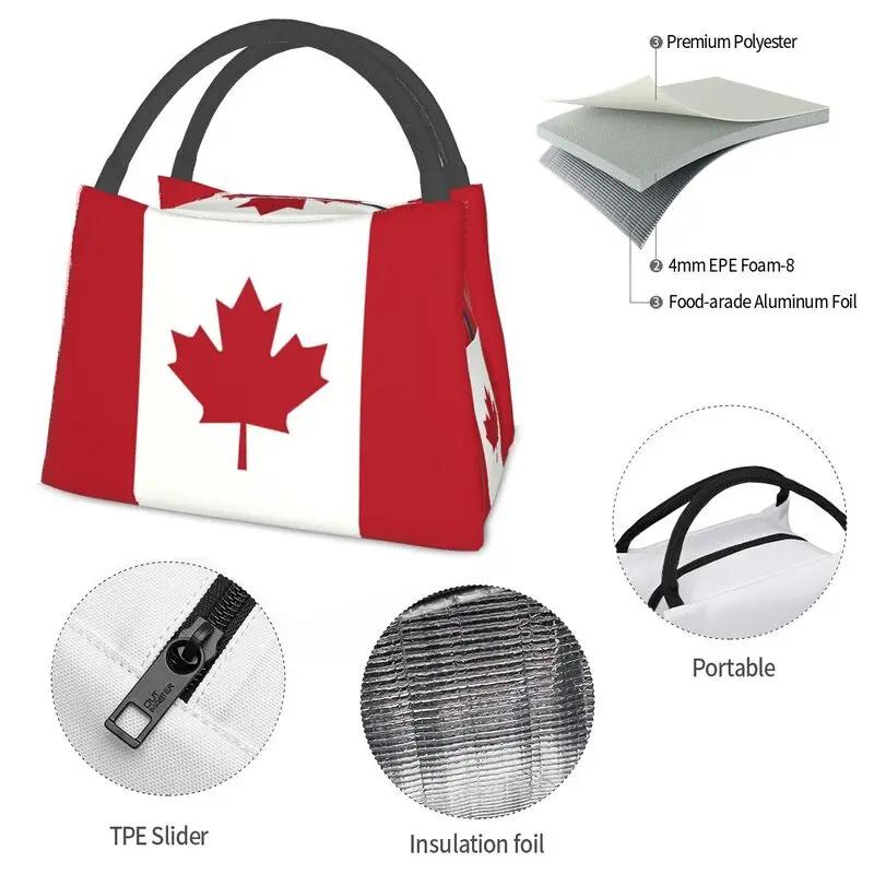 Flag Of Canada Insulated Lunch Bags for Women Portable Patriotism Cooler Thermal Lunch Box Office Picnic Travel
