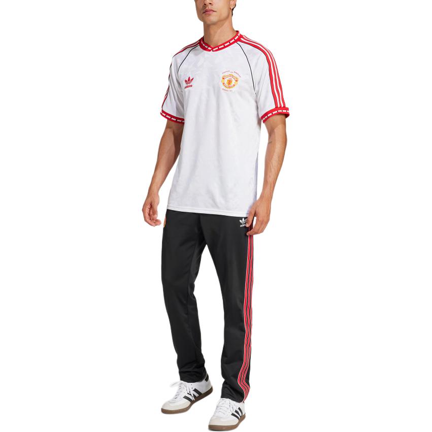 adidas Originals Manchester SS25 United Slim Fit Fashion Soft Sports Football Pants Men Pants Black Red JF0378