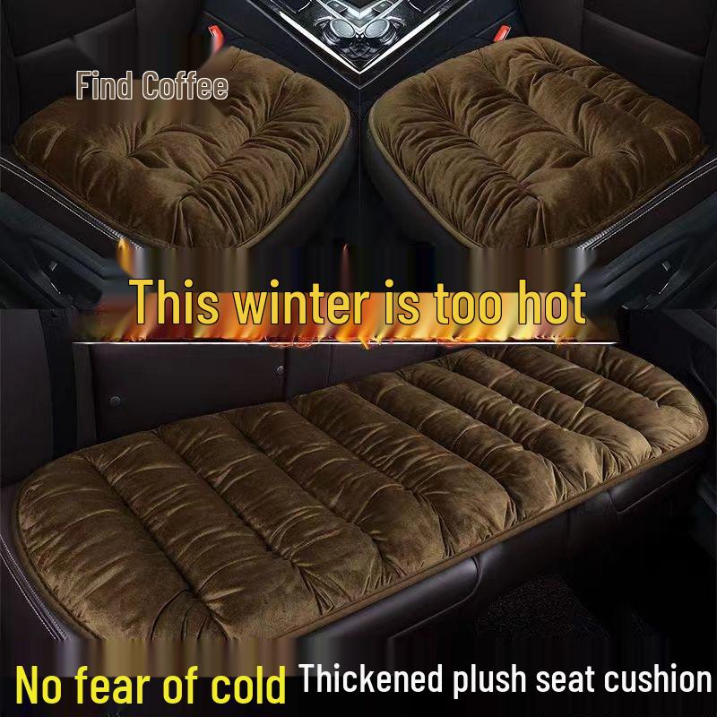 Winter Plush Car Seat Cushion, Single Piece, Non-Backrest, Soft Three-Piece Set for Rear Seat Warmth.