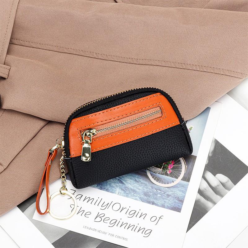 First-layer Cowhide Mini Coin Purse Women Small Exquisite Zipper Loose Large Capacity Key