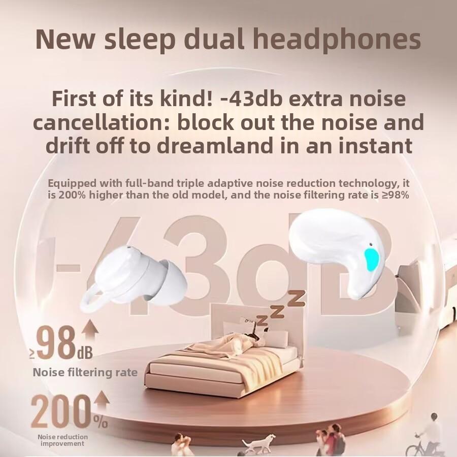 Bluetooth Sleep Dual Earbuds 2025 New Noise Cancelling Wireless Ear Clip Half In-Ear 2-in-1 0.05kg Pair Sound Isolation Sleep Aid