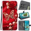 Handmade PU Leather Flip Case for iPhone X/11/12/13/14/15/16/17 Series - Anti-Slip Shockproof Cover with Wrist Strap & Heart/Rose Cat Designs
