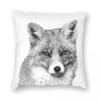 Black And White Fox Square Pillowcase Polyester Linen Velvet Printed Zip Decorative Pillow Case Home Cushion Case