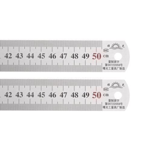 uxcell 2-Piece Stainless Steel Ruler, 50cm/20" Length x 1/28" Thickness x 1-1/7" Width, Straight Measuring Tool for Woodworking, Painting, and Crafts,