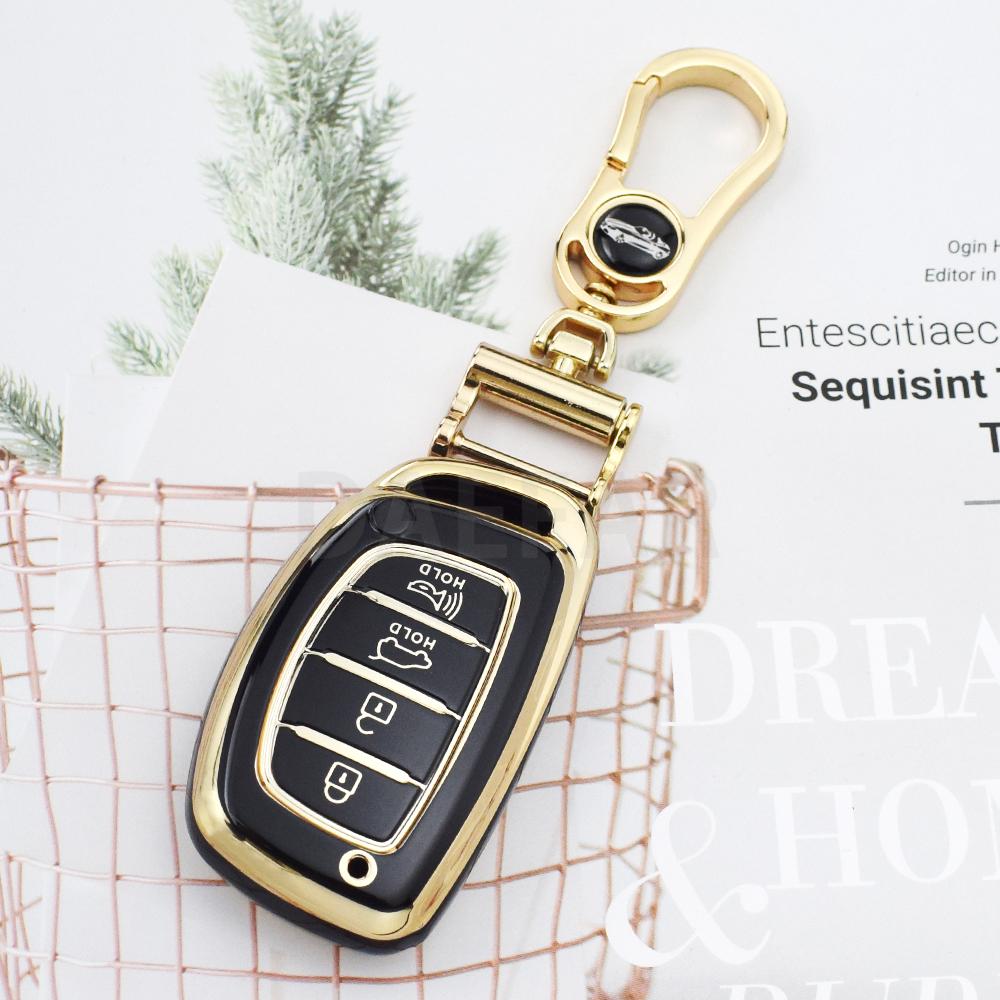 4 Buttons TPU Car Smart Key Case Cover for Hyundai Ix35 Ix45 I10 I30 I40 Creta Tucson Santa Fe Rena Sonata Elantra Accessories