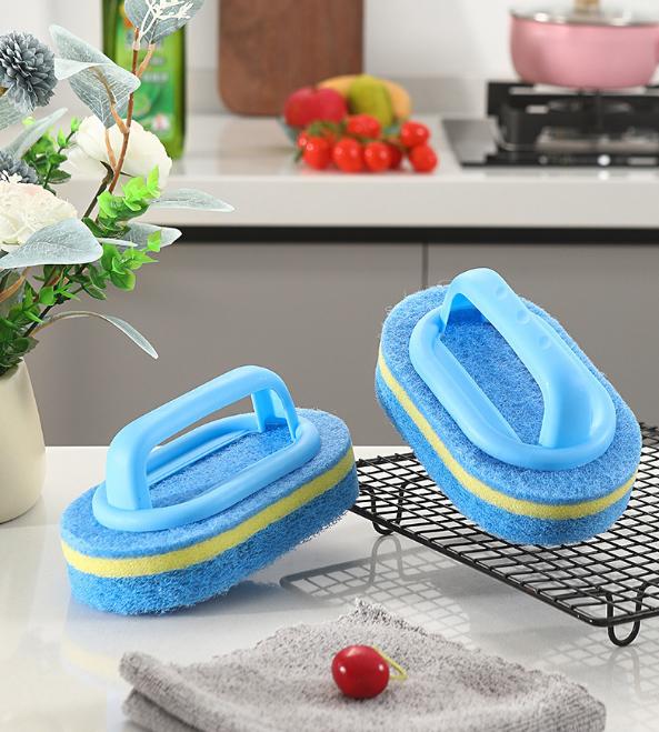 Flexible Plastic Sponge Cleaning Fibre Cotton Bathroom Bathtub Brush With Handle