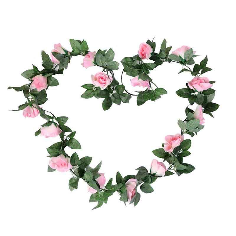 Lush 2.4m Artificial Silk Rose Flower Ivy Vine Garland For Wedding And Party Decor