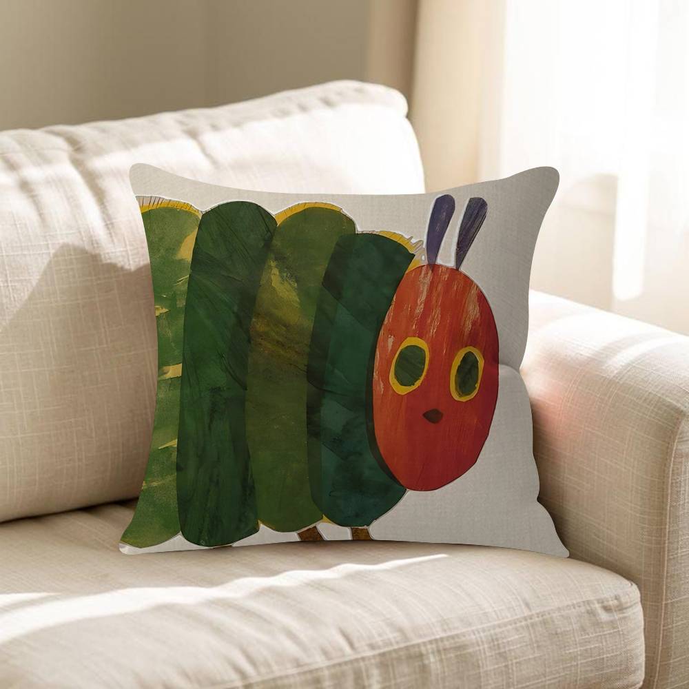 The Very Hungry Caterpillar Cute Pillow Covers Cartoon Sofa Decorative Home Double-Sided Printing Short Plush Cute Cushion Cover