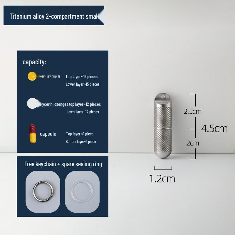 Compact Titanium Non-slip Pill Box - Multi-compartment, Waterproof, Moisture-proof, Perfect for On-the-go Storage