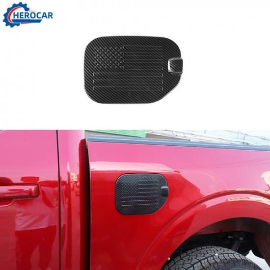 

Exterior Black Carbon Fiber Filler Fuel Door Tank Gas Cap Trim For Ford F-150