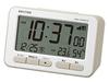 RHYTHM FitWave Alarm Clock, Radio-Controlled, Electronic Alarm (with Snooze), Thermometer, Hygrometer, Calendar, Beige, 7.8 X 12 X 5.4 Cm, D234, 8RZ23